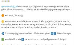 AFAD, 2 İlde Turuncu, 22 İlde Sarı Kod İle Yağış Uyarısı Yaptı