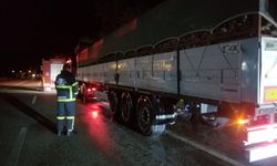 Balatalarından dumanlar yükselen tır paniğe neden oldu