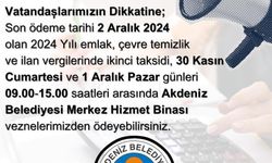 Akdeniz Belediyesinin Vezneleri Hafta Sonu Açık Olacak