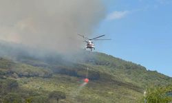 Başıbüyük Ormanı'nda çıkan yangına itfaiye ve helikopter müdahale ediyor