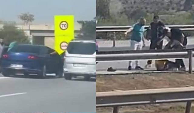 Otoyolda Sürücü Önce Dövüldü Sonra Suyla Ayıtılmaya Çalışıldı: O Anlar Kamerada