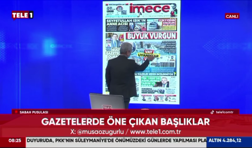 Gazetemiz, 8 Temmuz'daki manşetiyle 'Musa Özuğurlu ile Sabah Pusulası' programında