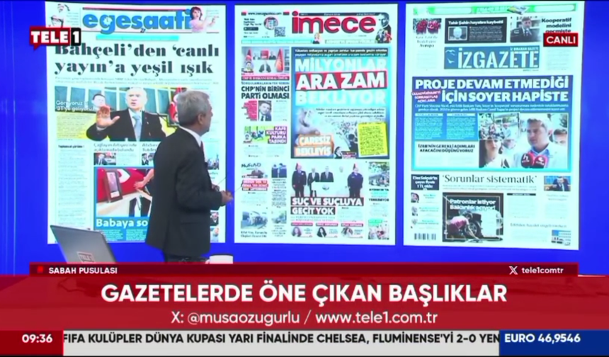 Gazetemiz, 9 Temmuz'daki manşetiyle 'Musa Özuğurlu ile Sabah Pusulası' programında