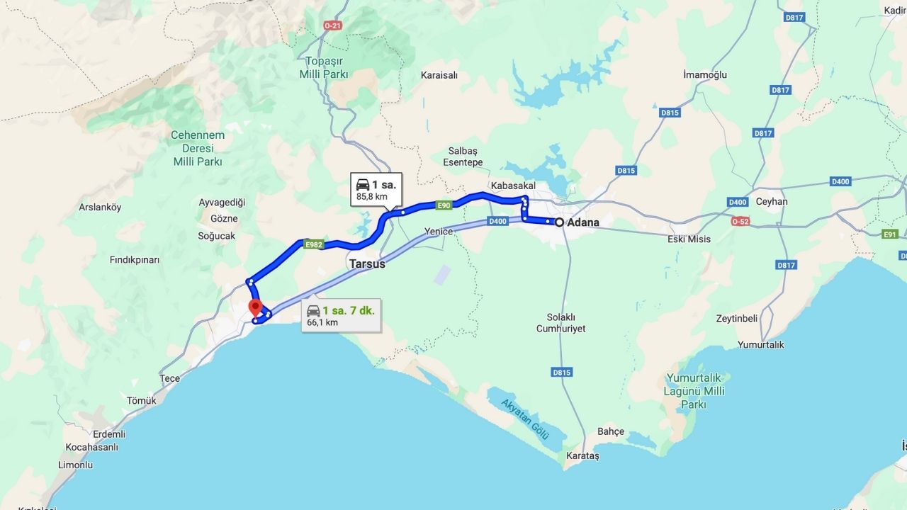 Mersin Adana Kaç Km